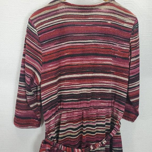 Lane Bryant Midi Dress Womens 18/20 2x Colorful Stripes Sparkle Tie Waist Party - Picture 6 of 14